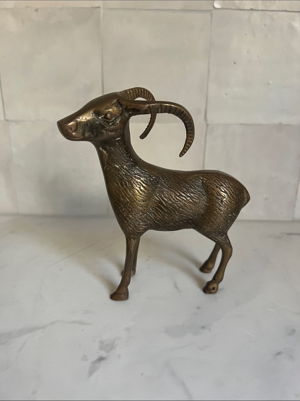 Vintage  1970’s Goat Sheep Brass Bookshelf Decor Figurine